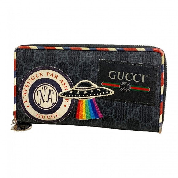 GUCCI Accessories - Gucci GG Supreme Long Wallet 496342 Black Women's